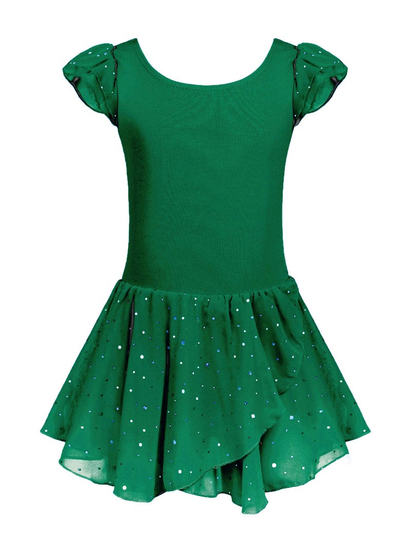 Arshiner Girls Ruffle Sleeve Ballet Dance Dress Tutu Skirted Leotard - Image 1